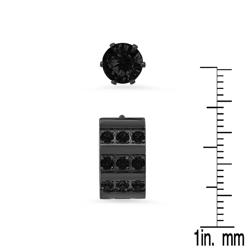 2-Piece Set: Stainless Steel and Simulated Diamond Cross Studs/Huggie Earrings