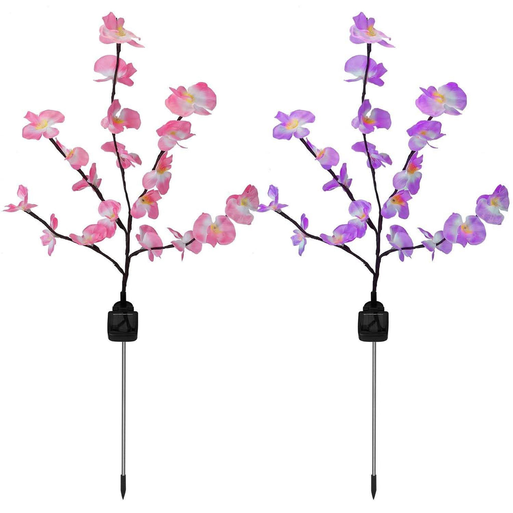 2-Piece: Solar Powered Garden Light Orchid