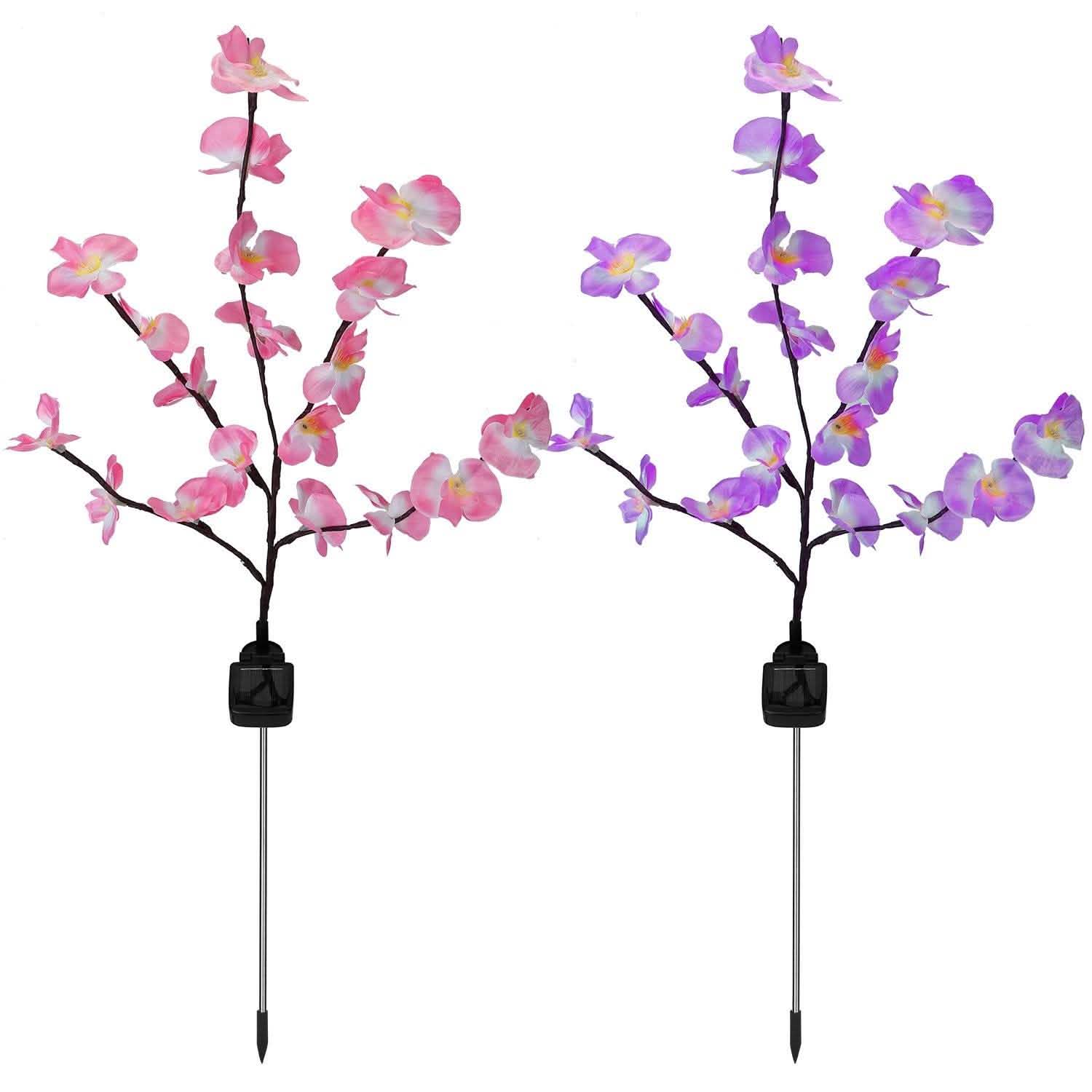 2-Piece: Solar Powered Garden Light Orchid