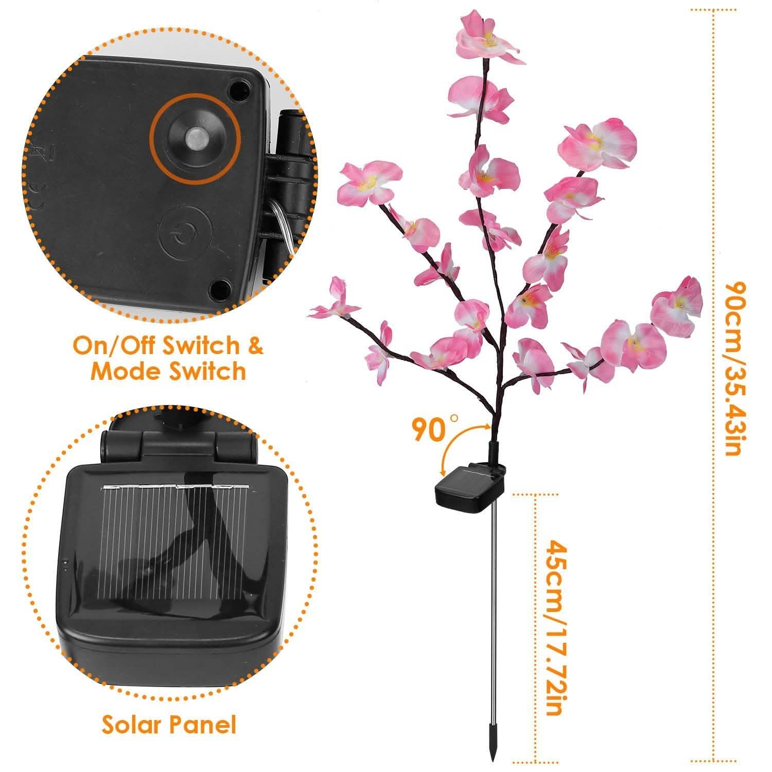 2-Piece: Solar Powered Garden Light Orchid