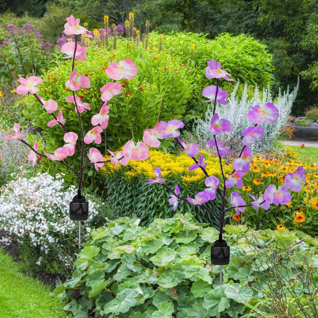 2-Piece: Solar Powered Garden Light Orchid