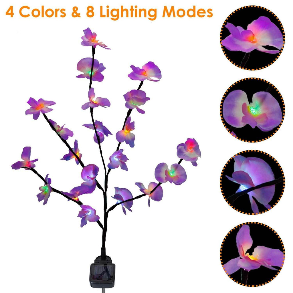2-Piece: Solar Powered Garden Light Orchid