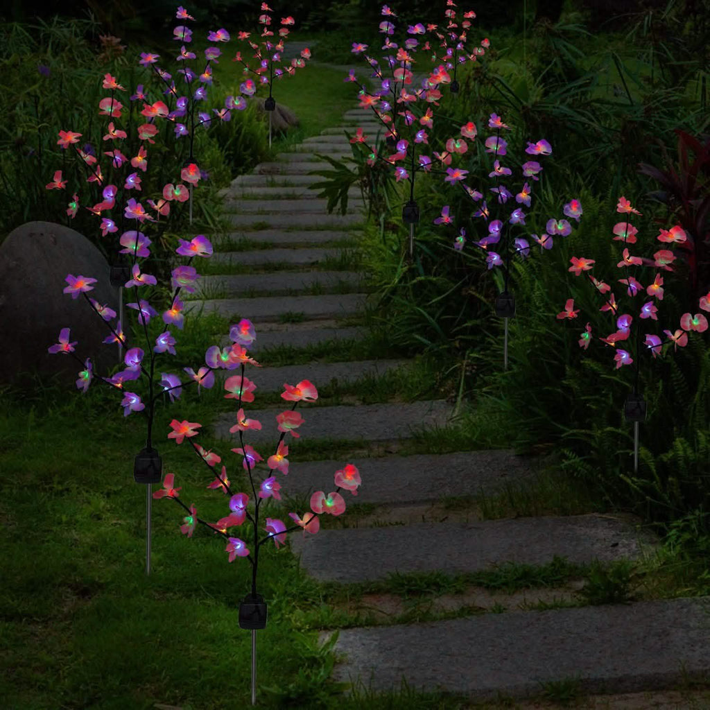 2-Piece: Solar Powered Garden Light Orchid