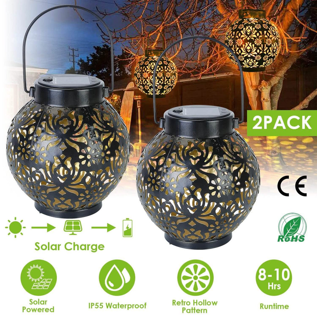2-Piece: Solar Powered Hanging Lights