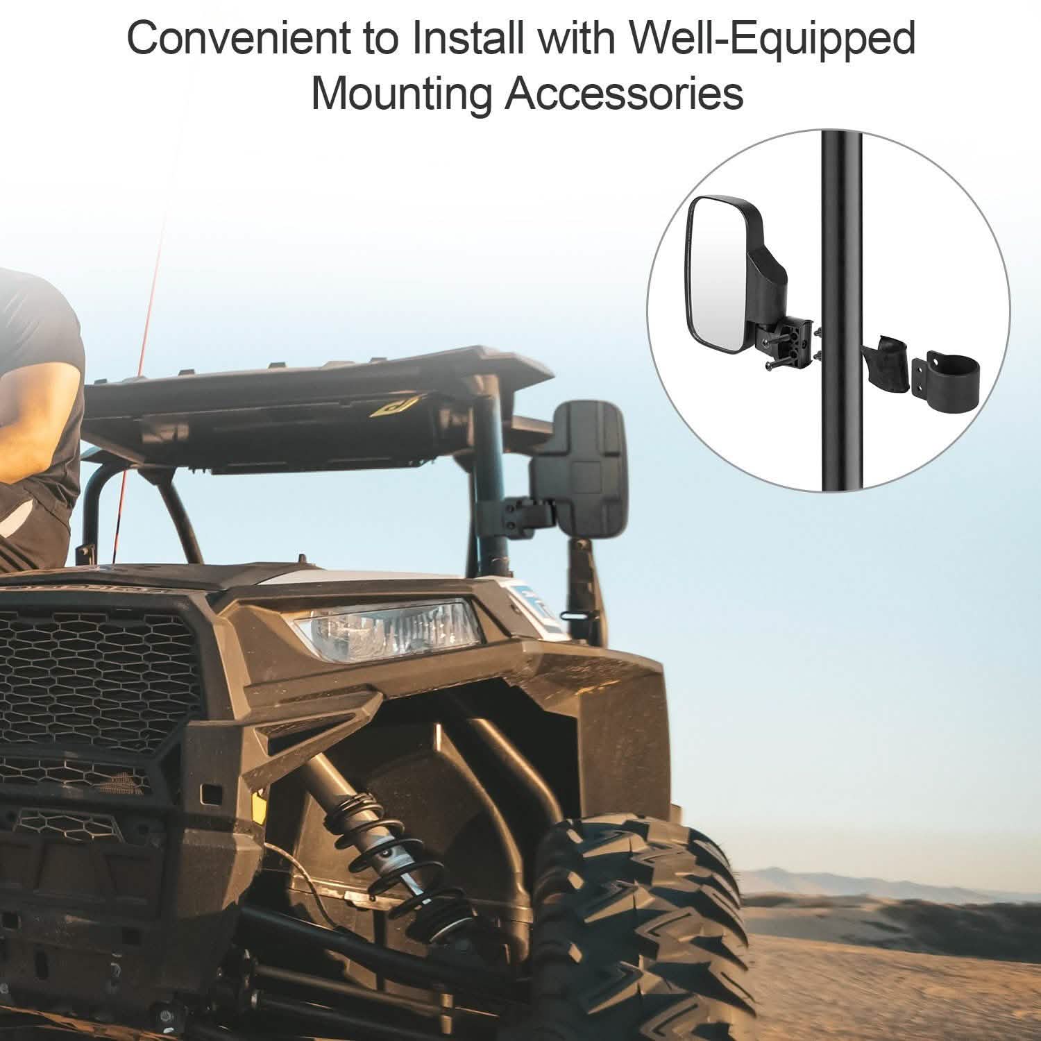 2-Piece: Wide Rear View Mirror