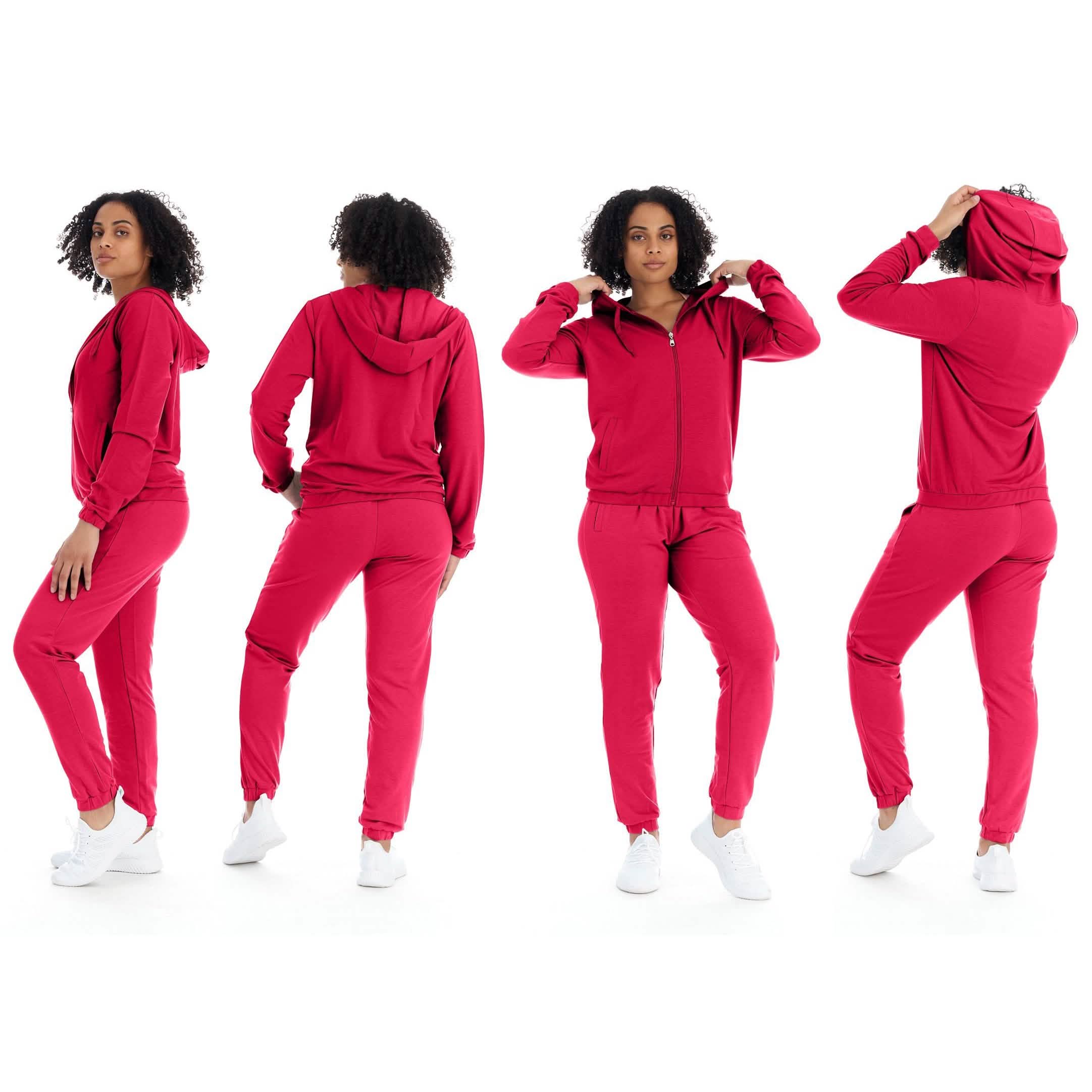 2-Piece: Women's Athleisure Fleece Jogger Sweatpants and Hoodie with Pocket Set