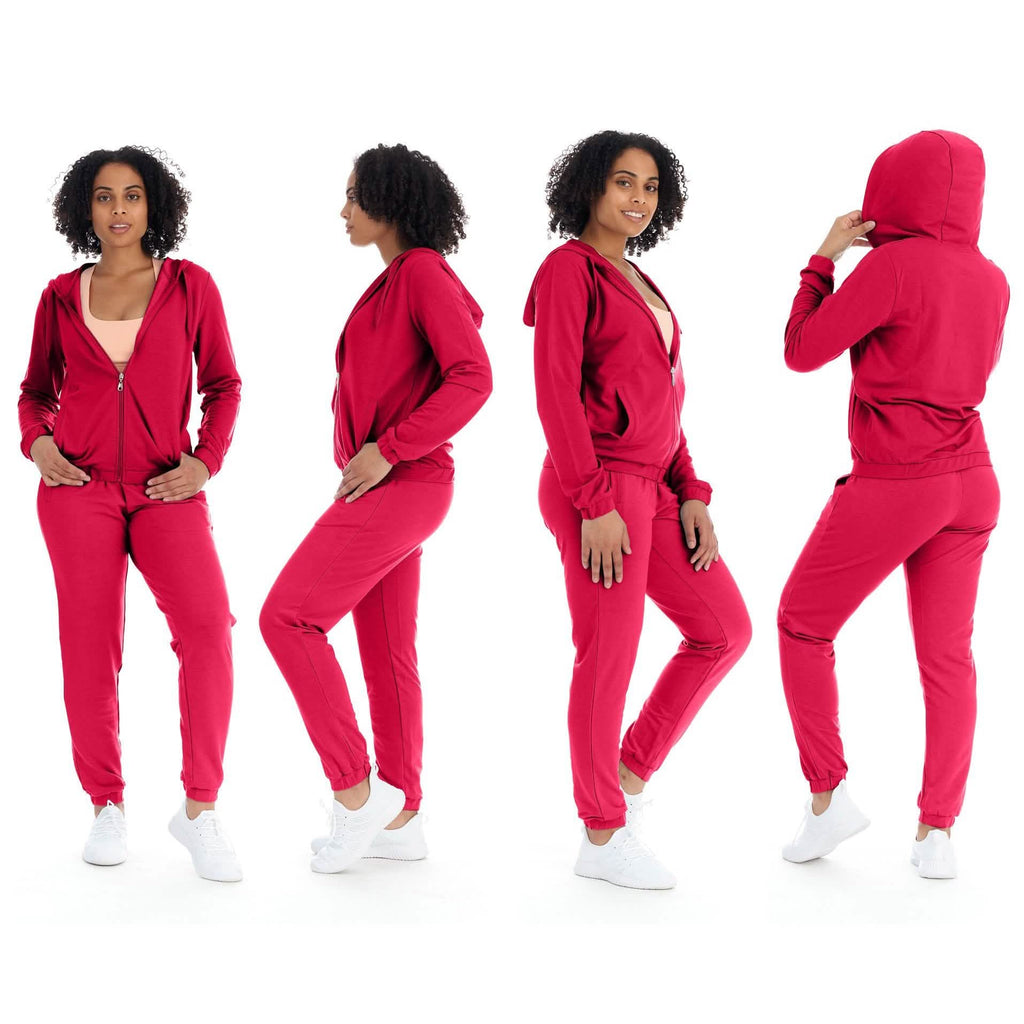 2-Piece: Women's Athleisure Fleece Jogger Sweatpants and Hoodie with Pocket Set