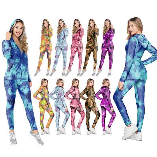 2-Piece: Women's Textured Anti Cellulite Body Shaping Jogger Tracksuit with Hoodie