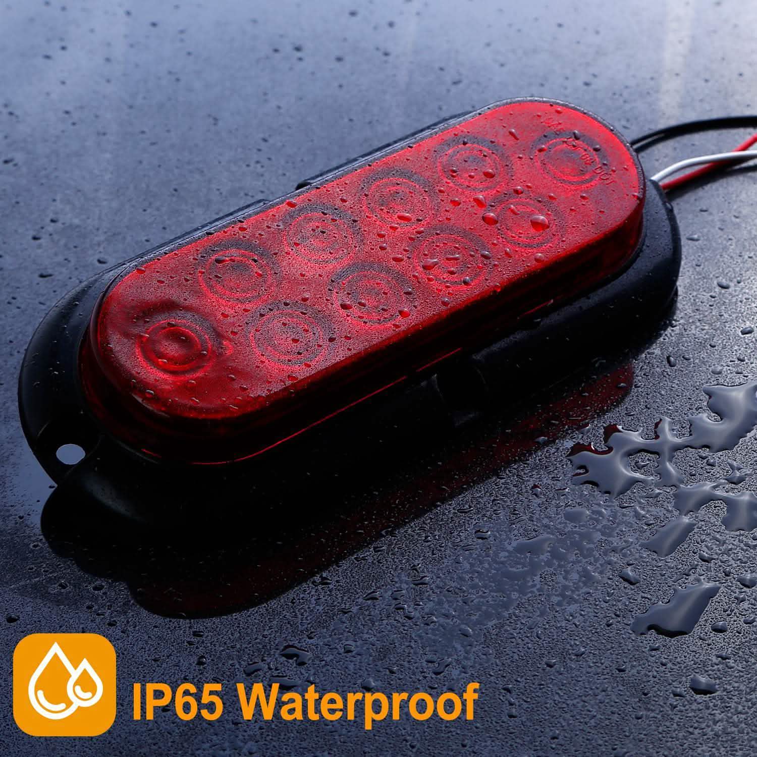 2-Pieces: Oval LED Brake Light 10 LED Lamp Stop Turn Tail Light