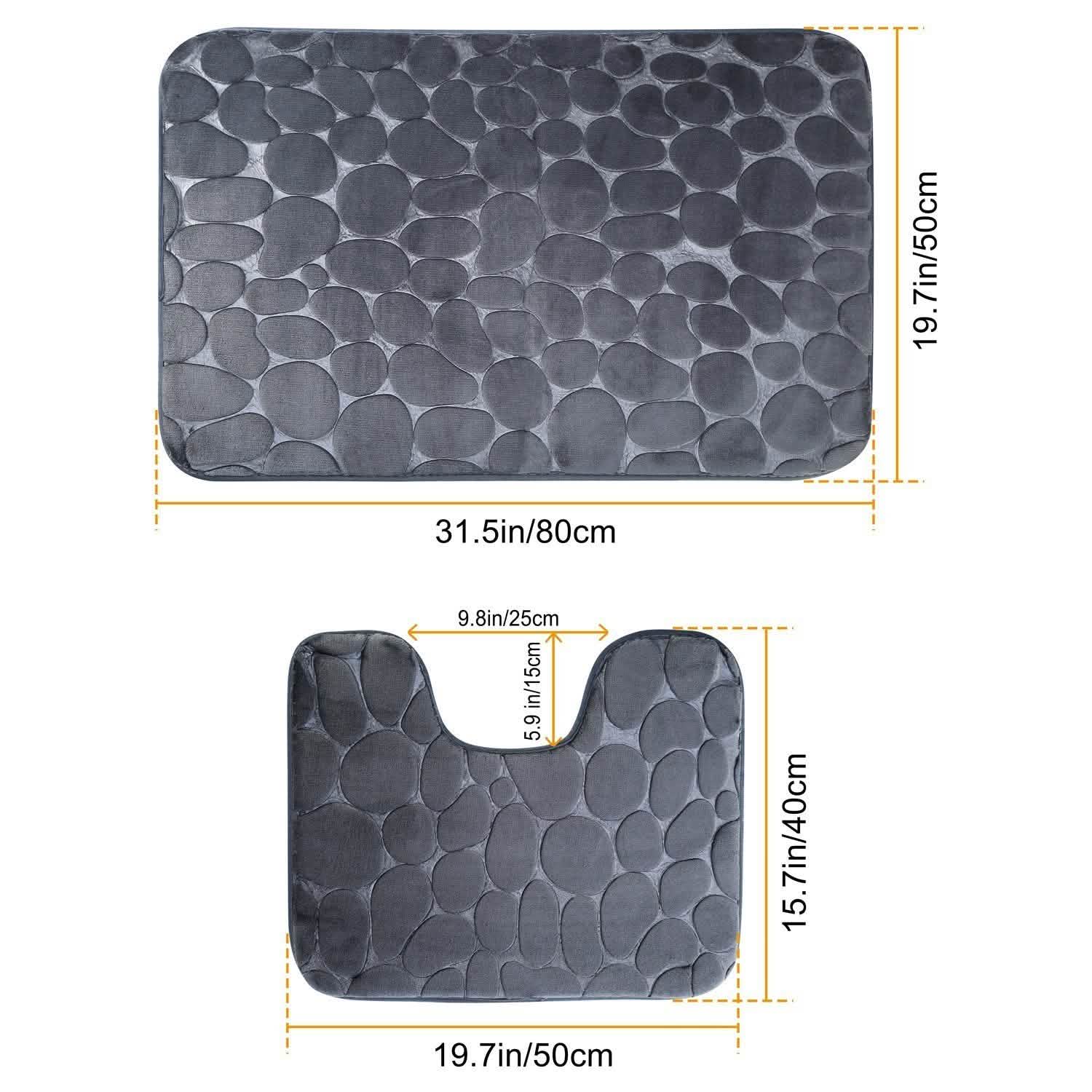 2-Pieces Set: Bathroom Rugs Luxury Flannel Non-Slip