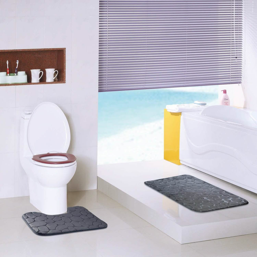 2-Pieces Set: Bathroom Rugs Luxury Flannel Non-Slip