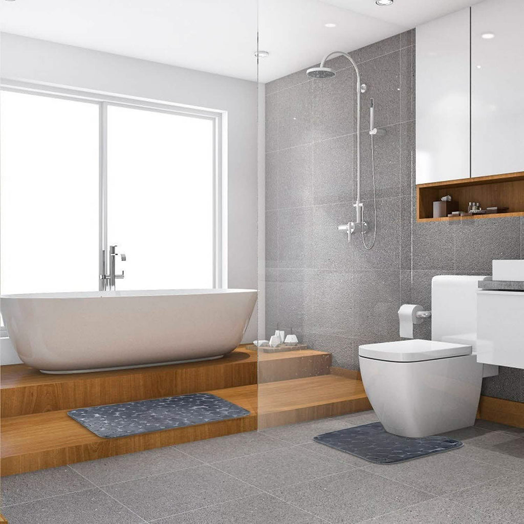 2-Pieces Set: Bathroom Rugs Luxury Flannel Non-Slip