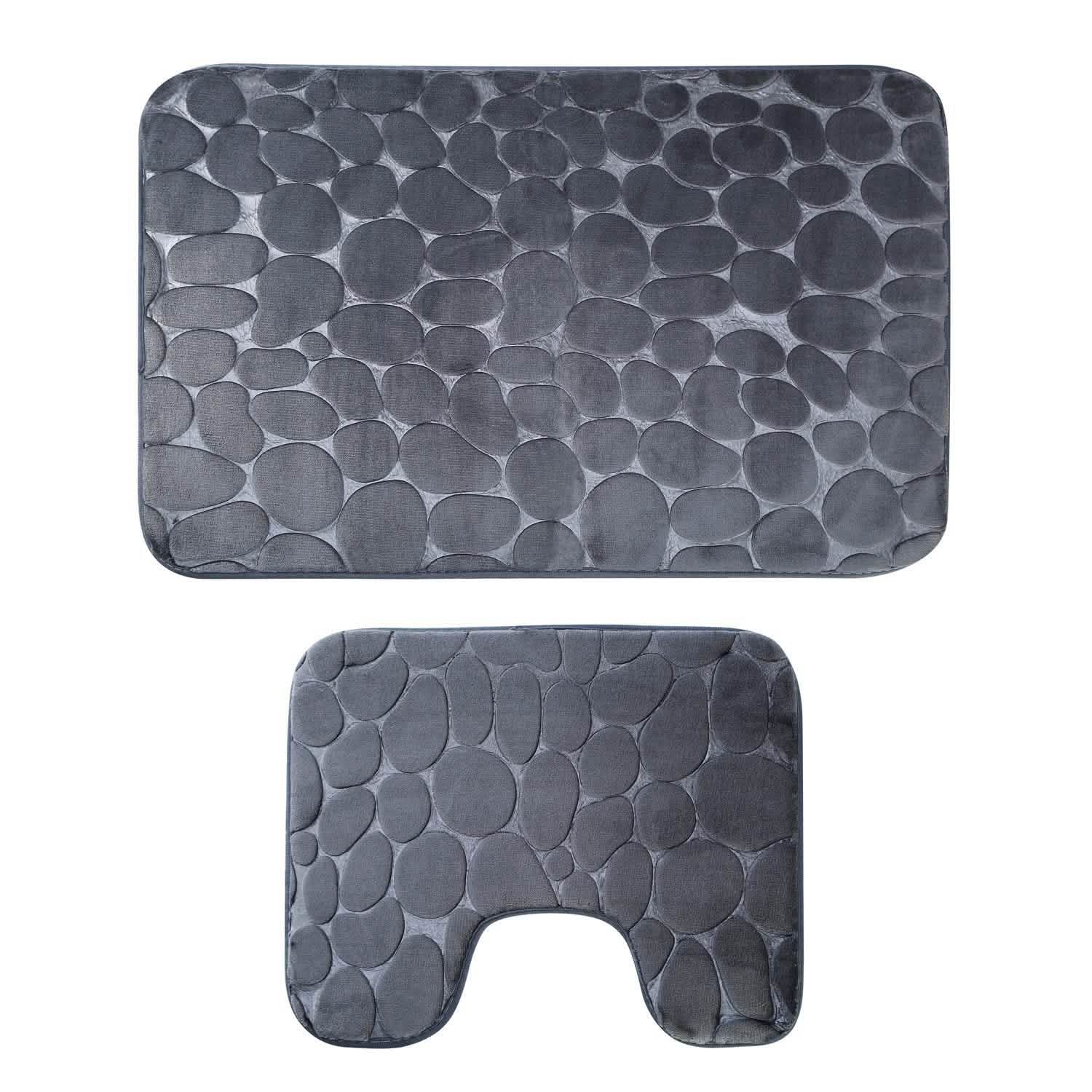 2-Pieces Set: Bathroom Rugs Luxury Flannel Non-Slip
