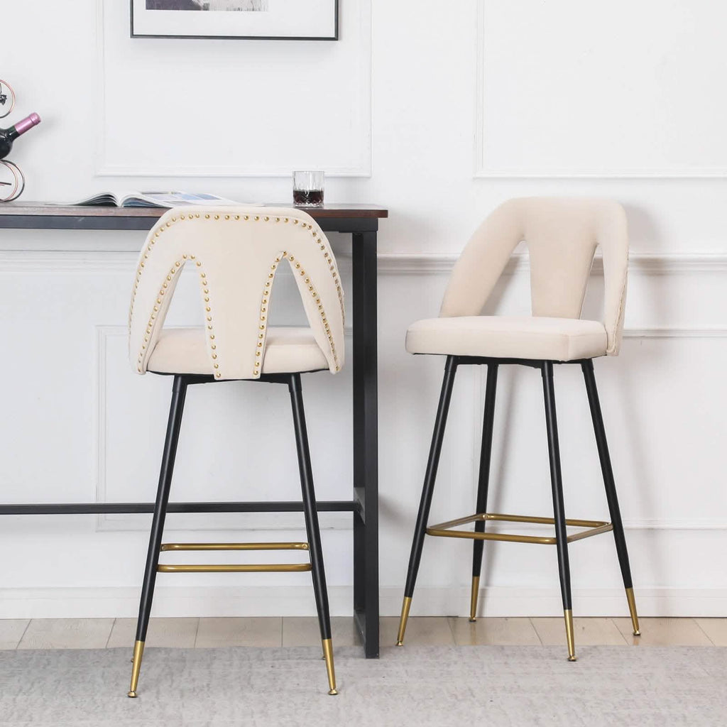 2-Pieces Set: Contemporary Upholstered Barstool