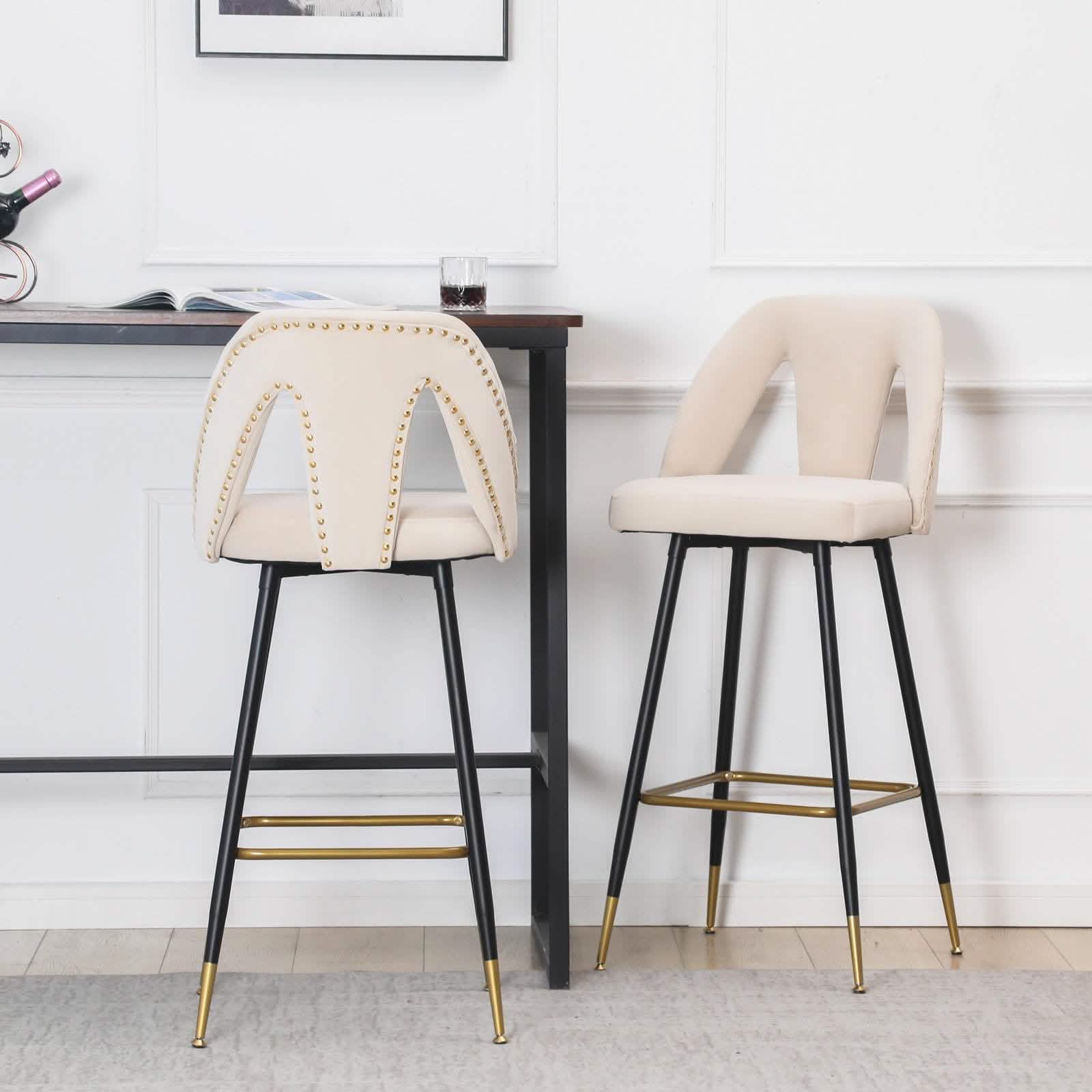 2-Pieces Set: Contemporary Upholstered Barstool