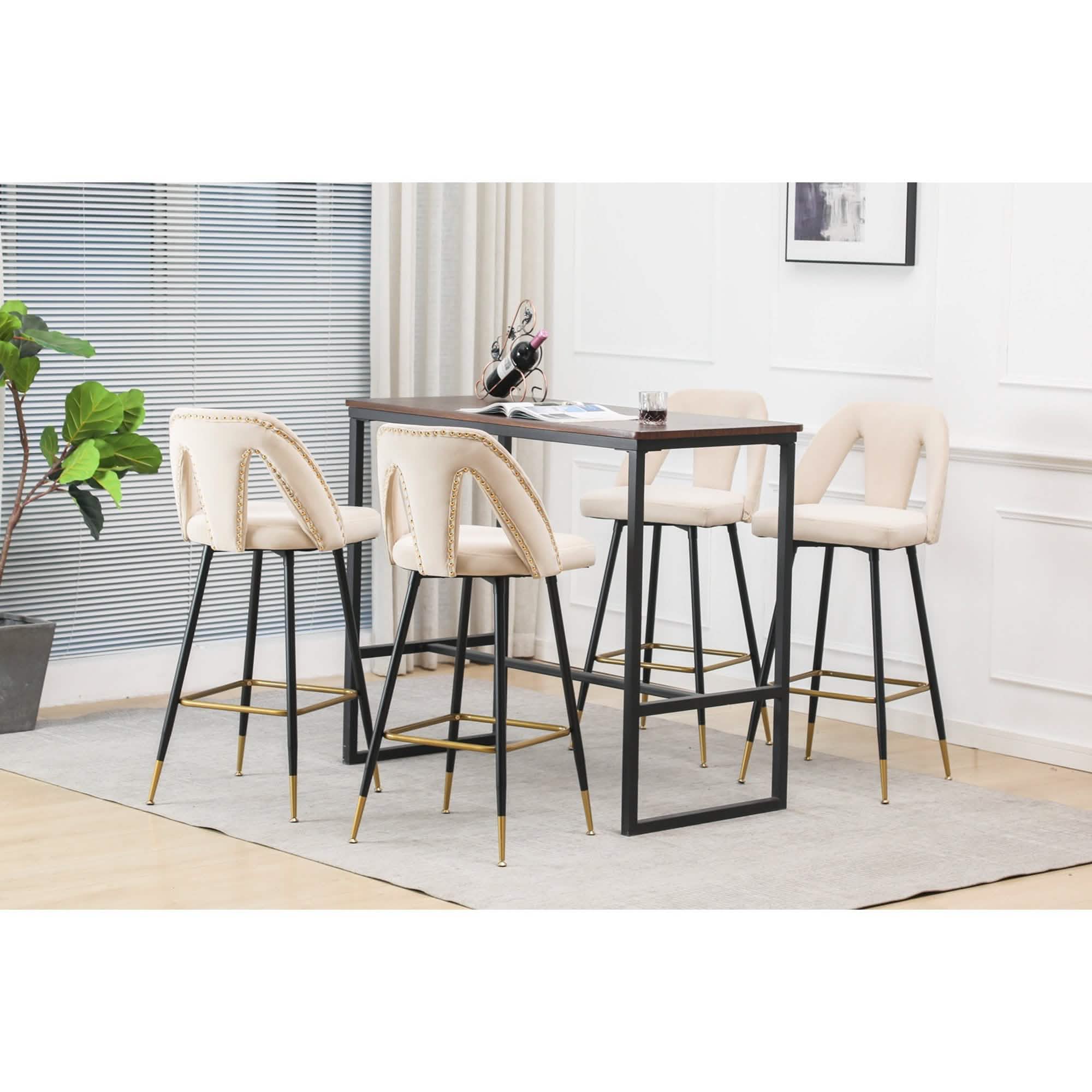 2-Pieces Set: Contemporary Upholstered Barstool