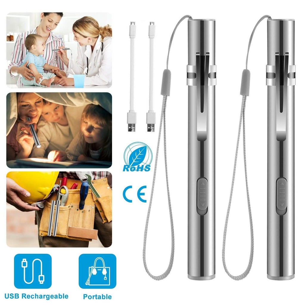 2-Pieces: Stainless Steel Flashlight Repair Water Resistant for Medical Students