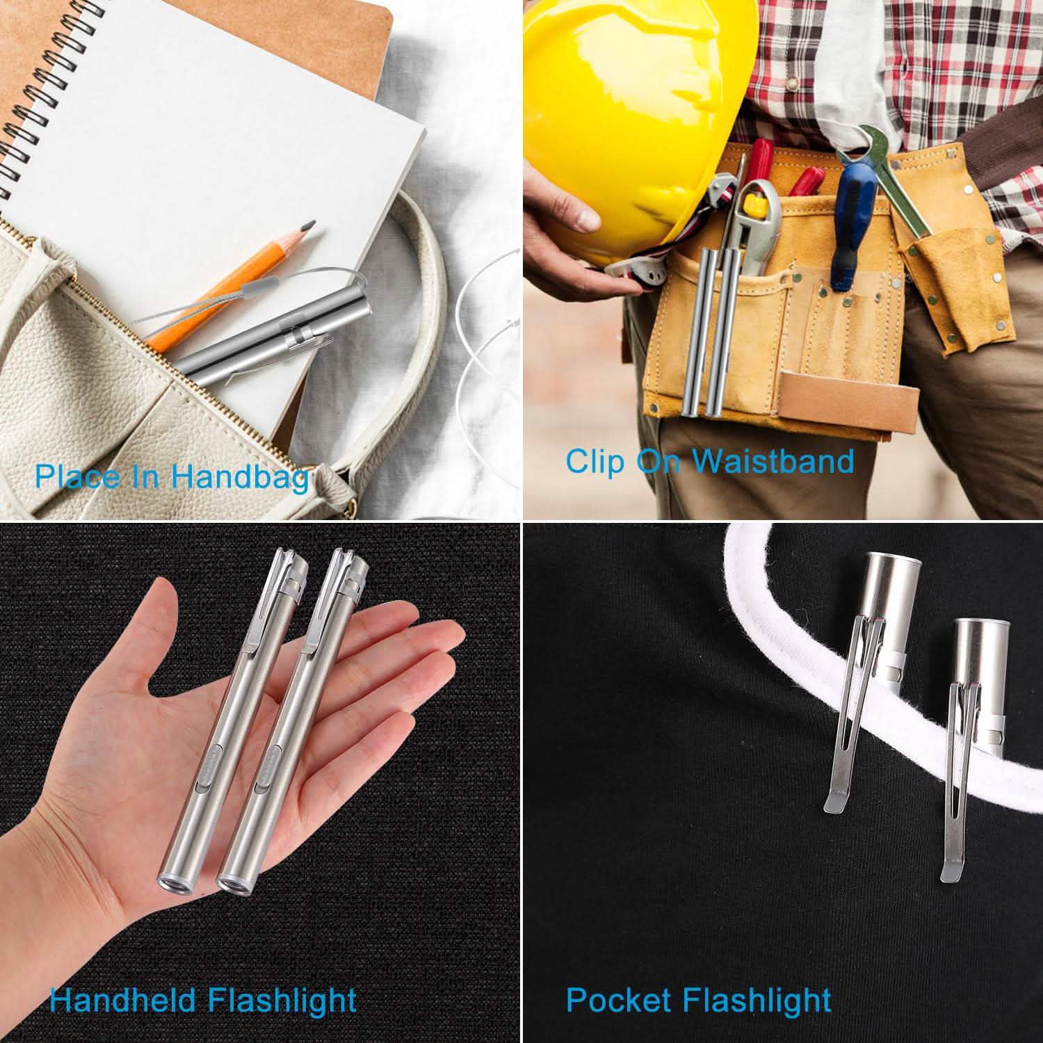 2-Pieces: Stainless Steel Flashlight Repair Water Resistant for Medical Students