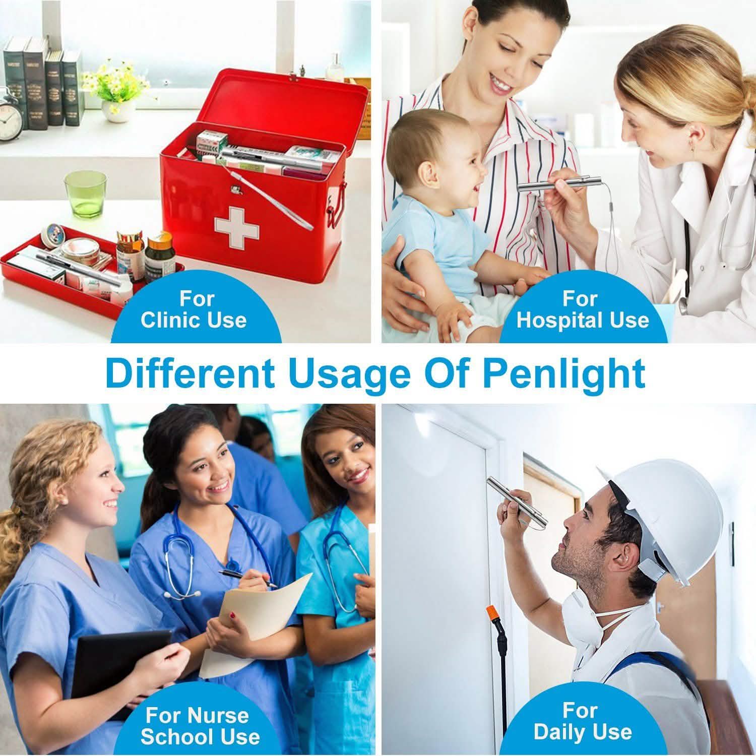 2-Pieces: Stainless Steel Flashlight Repair Water Resistant for Medical Students