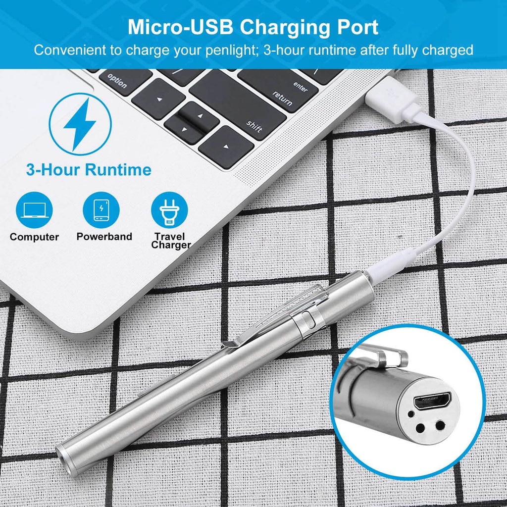 2-Pieces: Stainless Steel Flashlight Repair Water Resistant for Medical Students