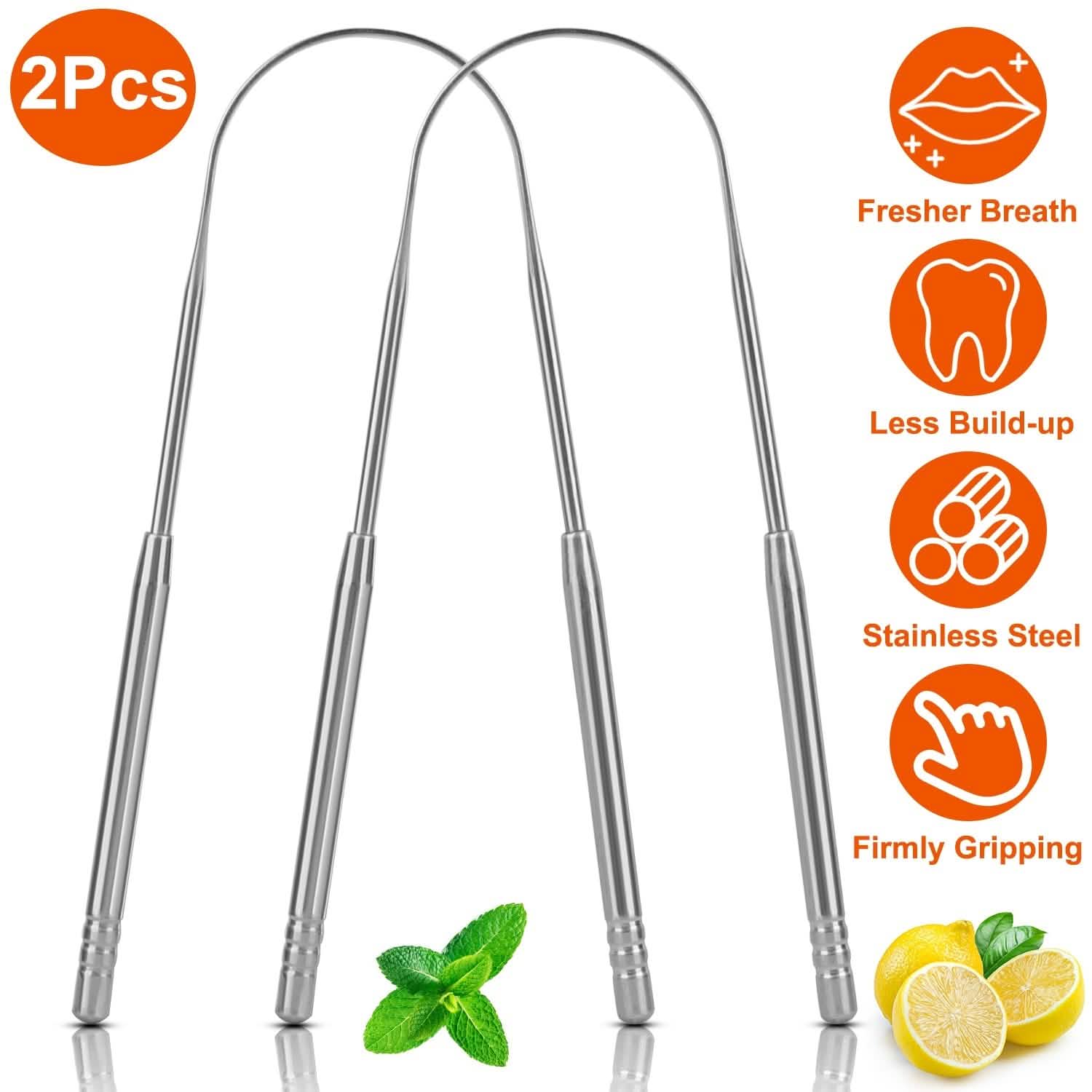 2-Pieces: Tongue Scraper Cleaner Stainless Steel