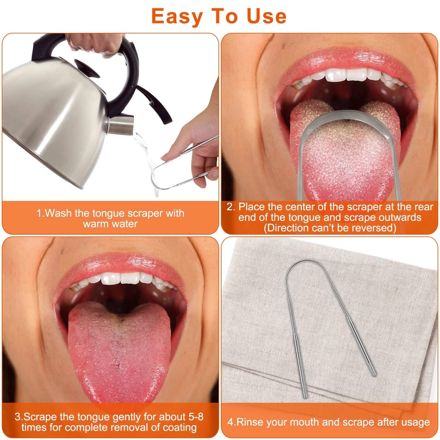 2-Pieces: Tongue Scraper Cleaner Stainless Steel