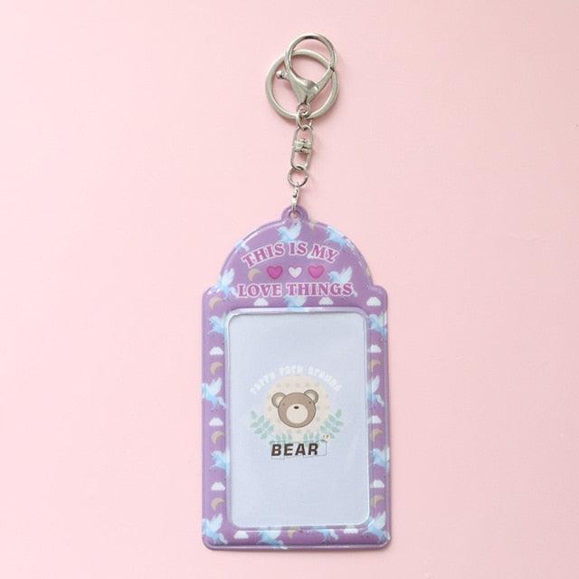 2 Pockets Colorful Photo Card Holder Pockets for Mini Photo Sticker & Name Card 3 Inch 6.35 x 9cm Photos with Key Chain Album Gifts For Valentines Day