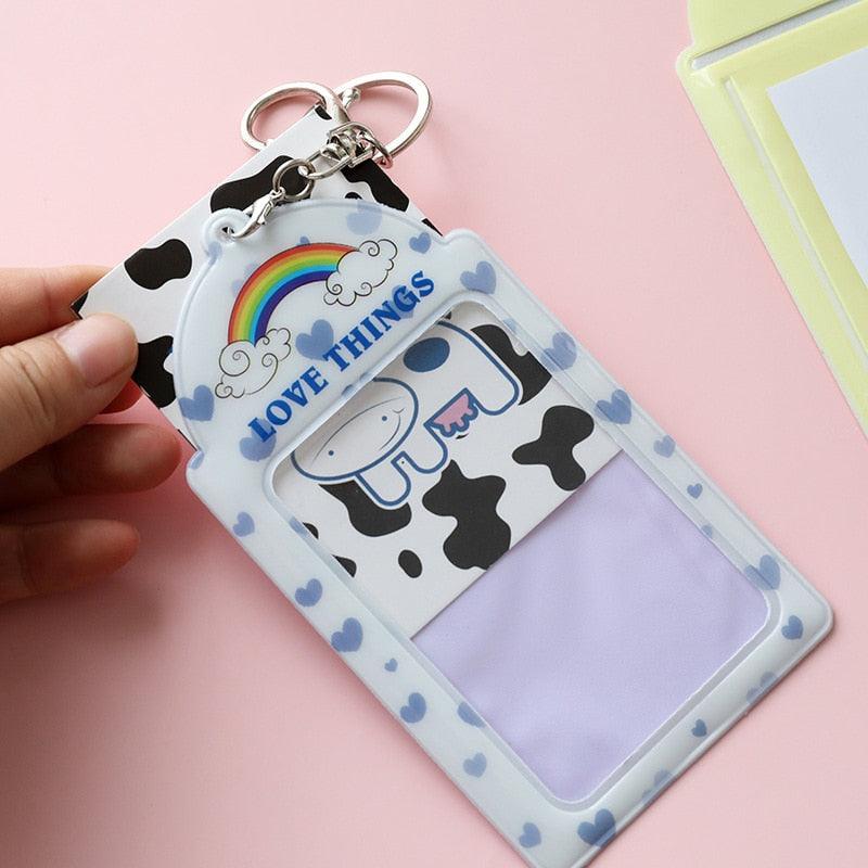 2 Pockets Colorful Photo Card Holder Pockets for Mini Photo Sticker & Name Card 3 Inch 6.35 x 9cm Photos with Key Chain Album Gifts For Valentines Day