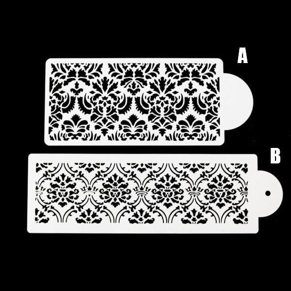 2 Style Cake Side Cupcake Cake Sugarcraft Decoration Cake Mould Plastic Baking Cake Decorating Tool 2 Pieces Cupcake Stencil Cake Side Decorating Templates Powdered Sugar Template Wedding Cake Decor Flower Molding