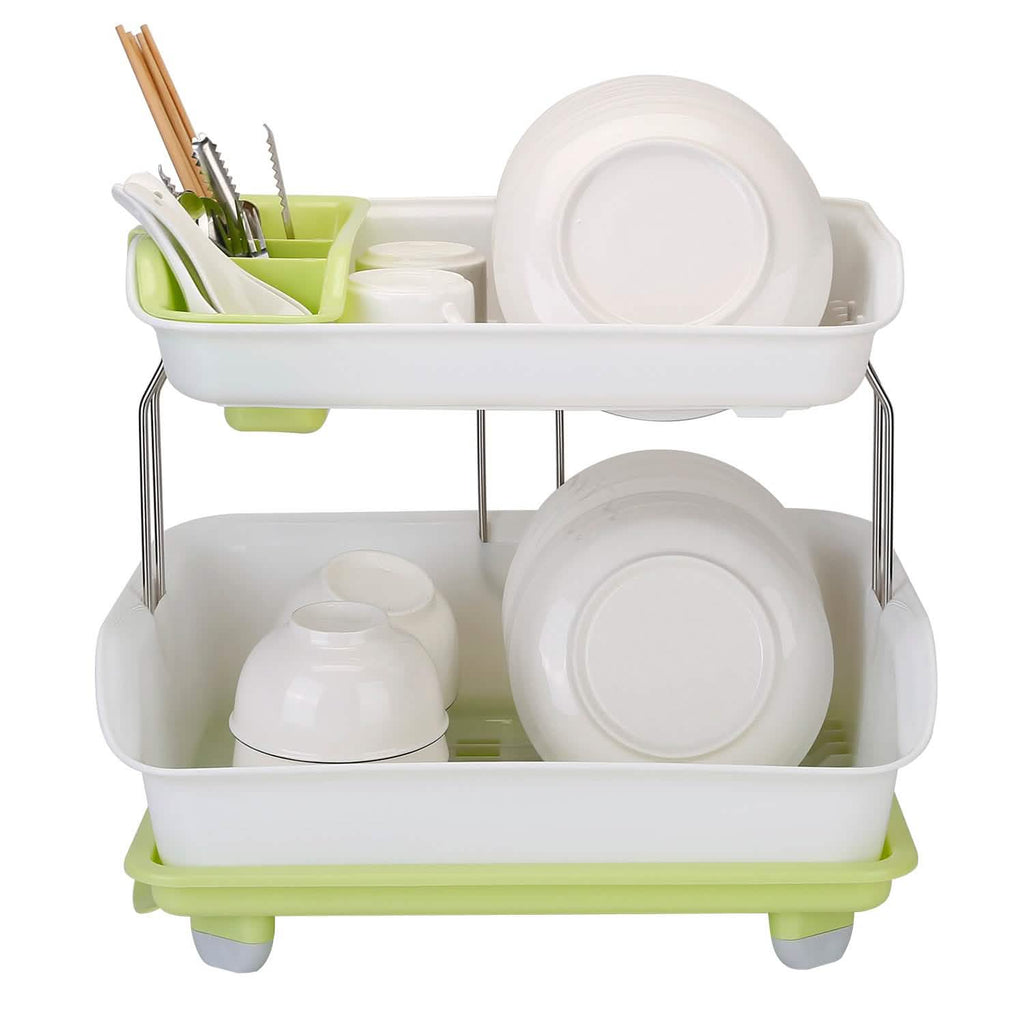 2-Tier Dish Drying Rack Cutlery Drainer