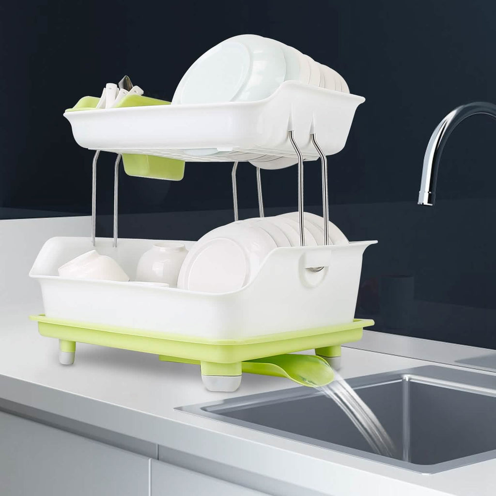2-Tier Dish Drying Rack Cutlery Drainer