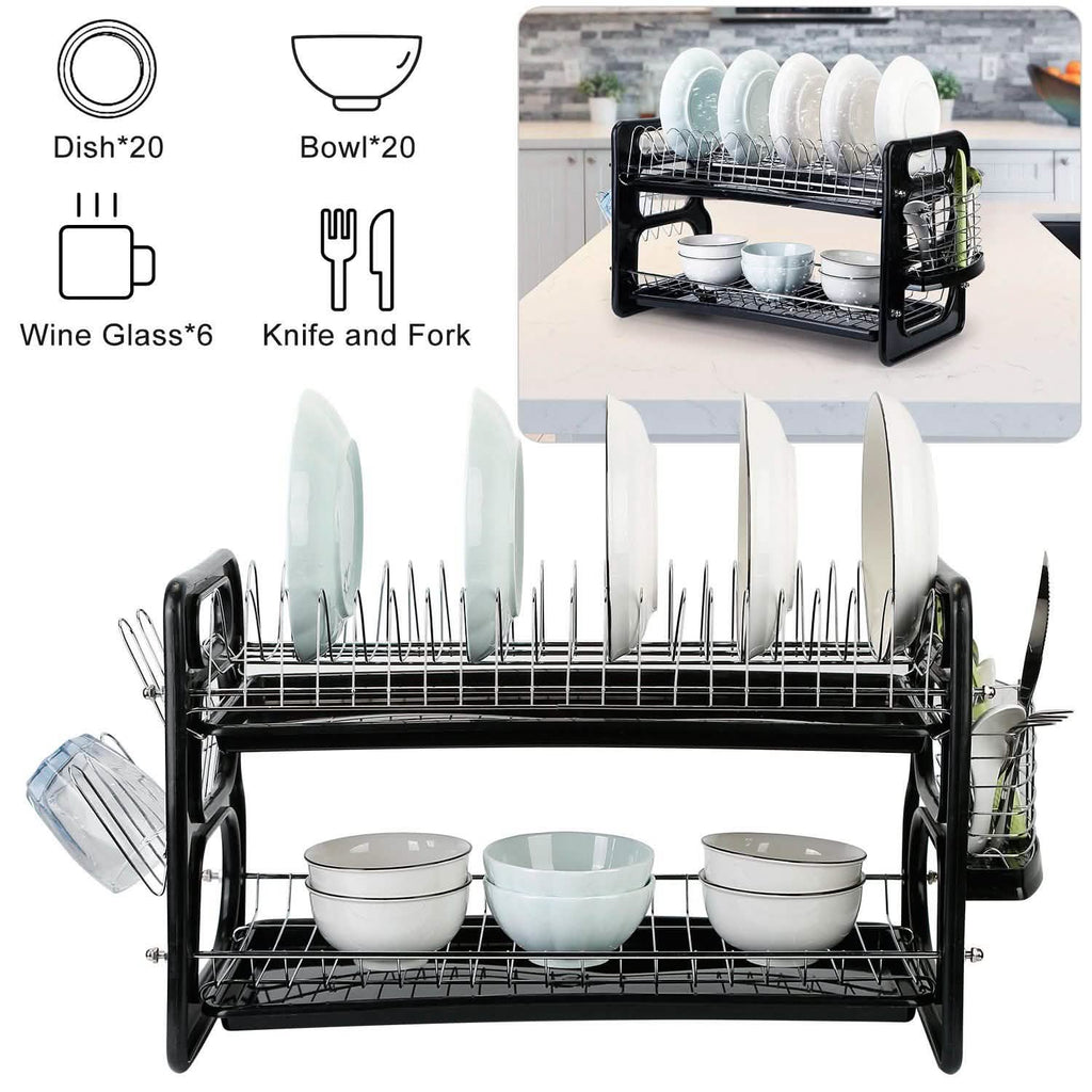 2-Tier Dish Drying Rack Drainboard Set