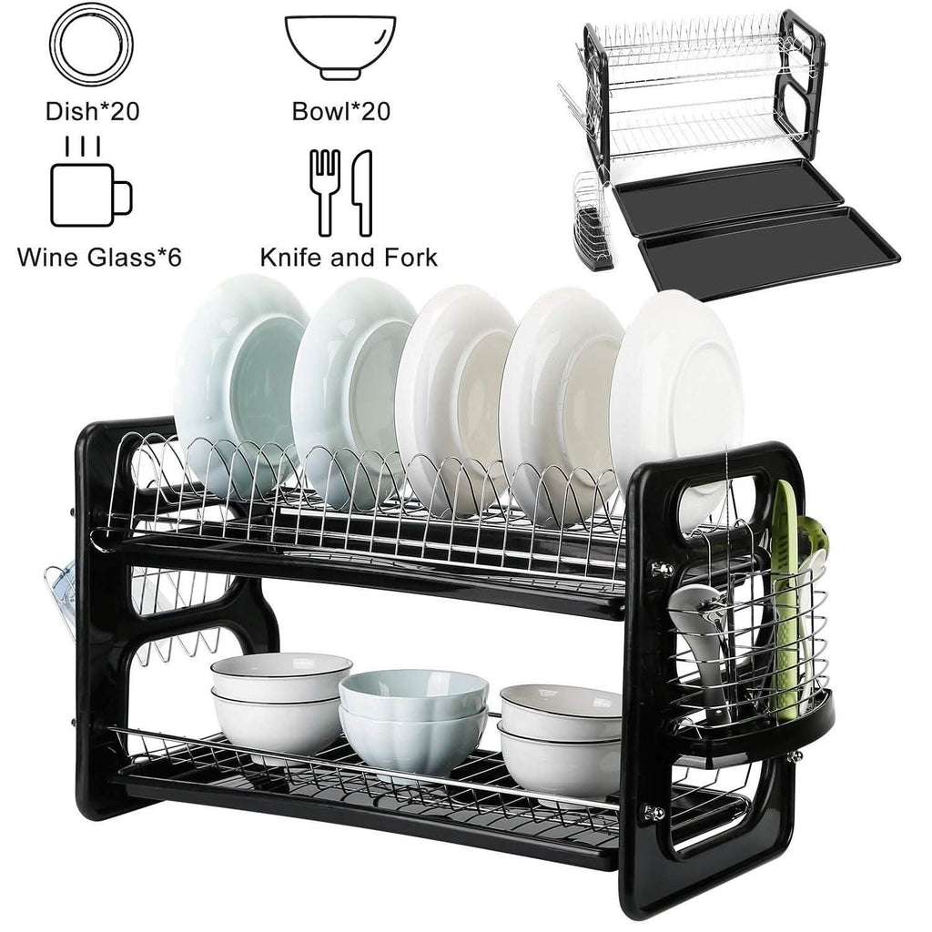 2-Tier Dish Drying Rack Drainboard Set