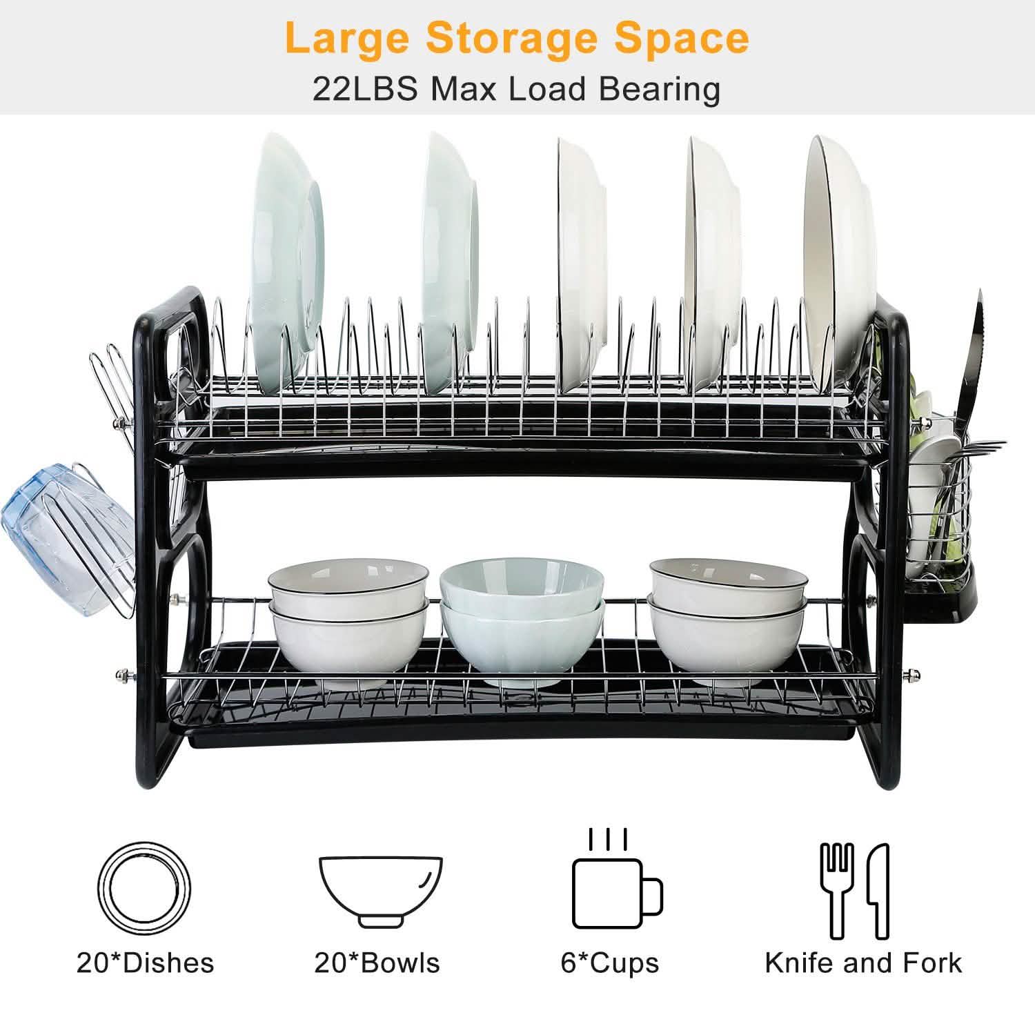 2-Tier Dish Drying Rack Drainboard Set