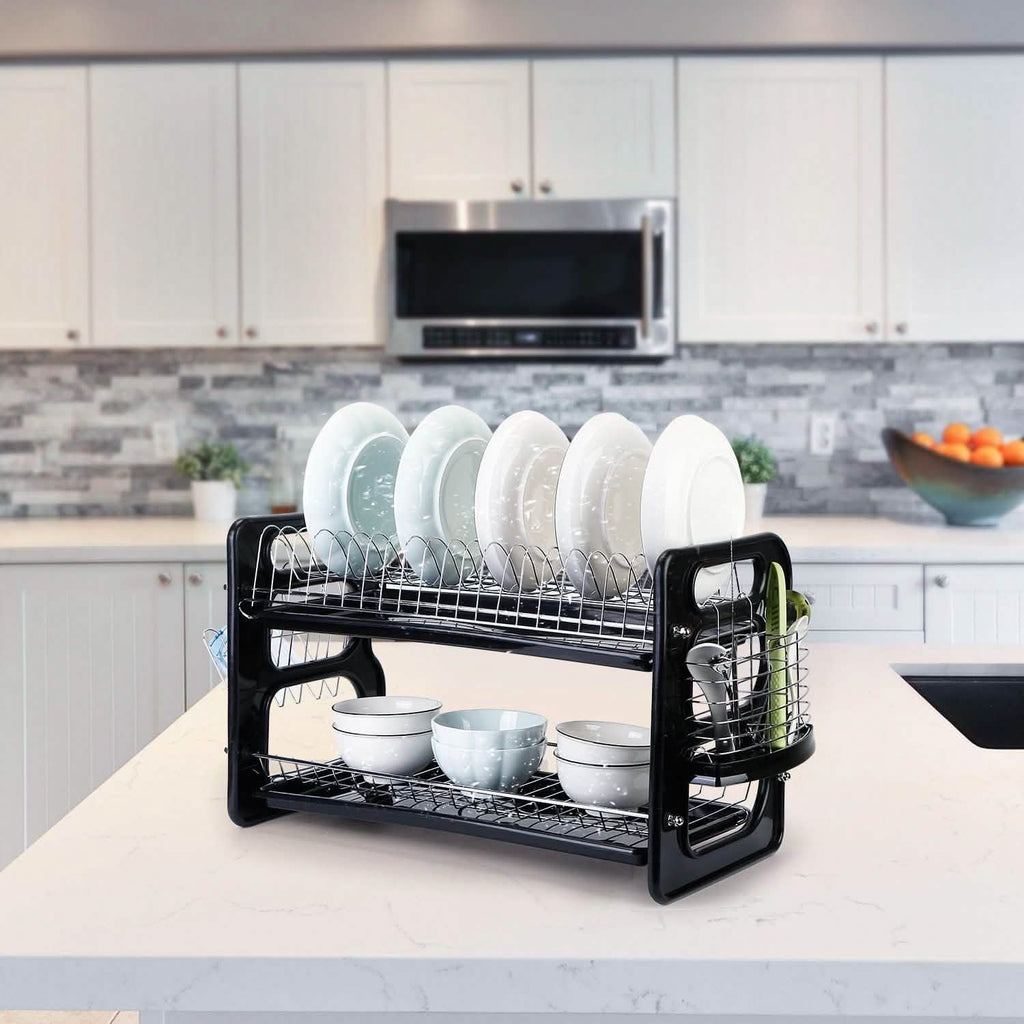 2-Tier Dish Drying Rack Drainboard Set