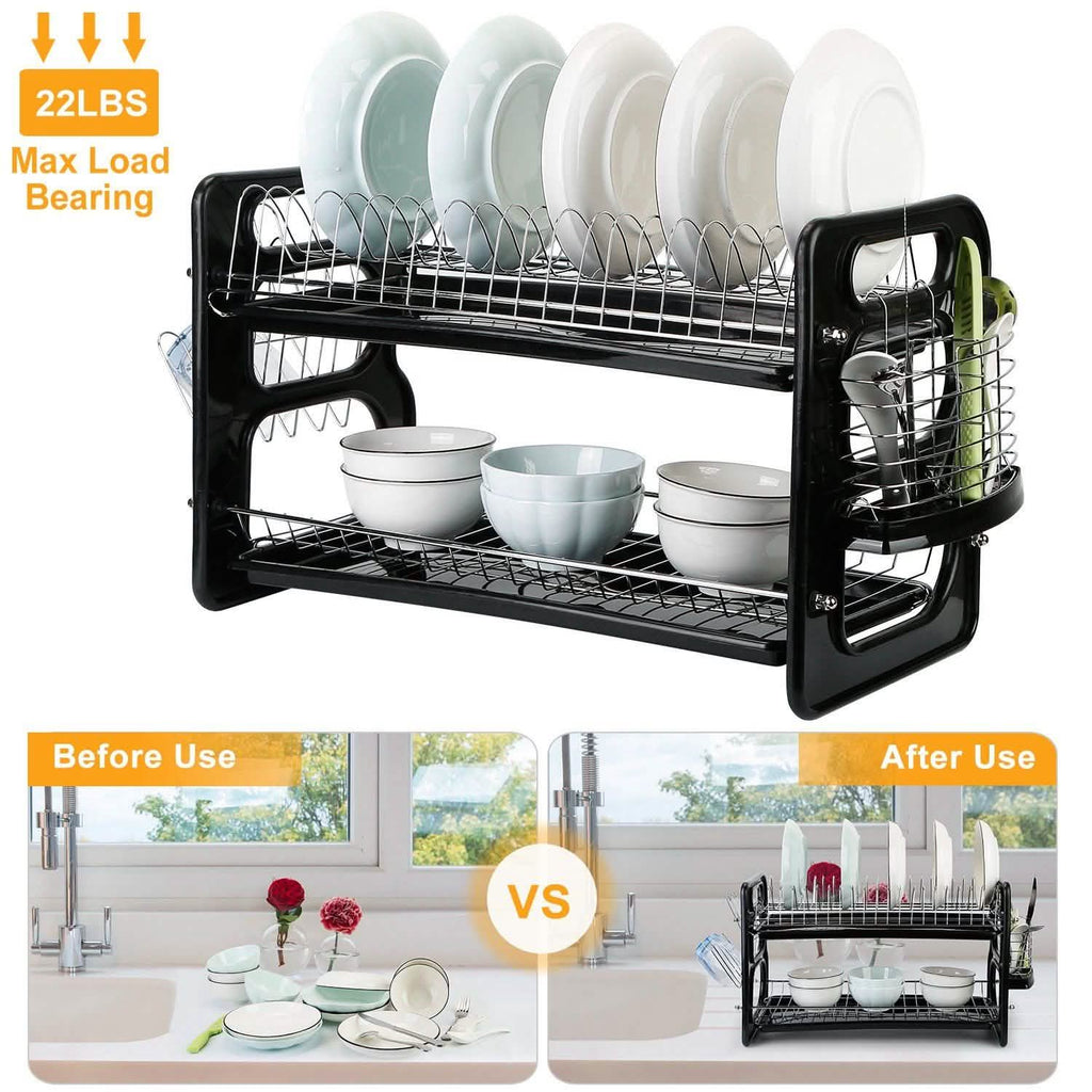 2-Tier Dish Drying Rack Drainboard Set
