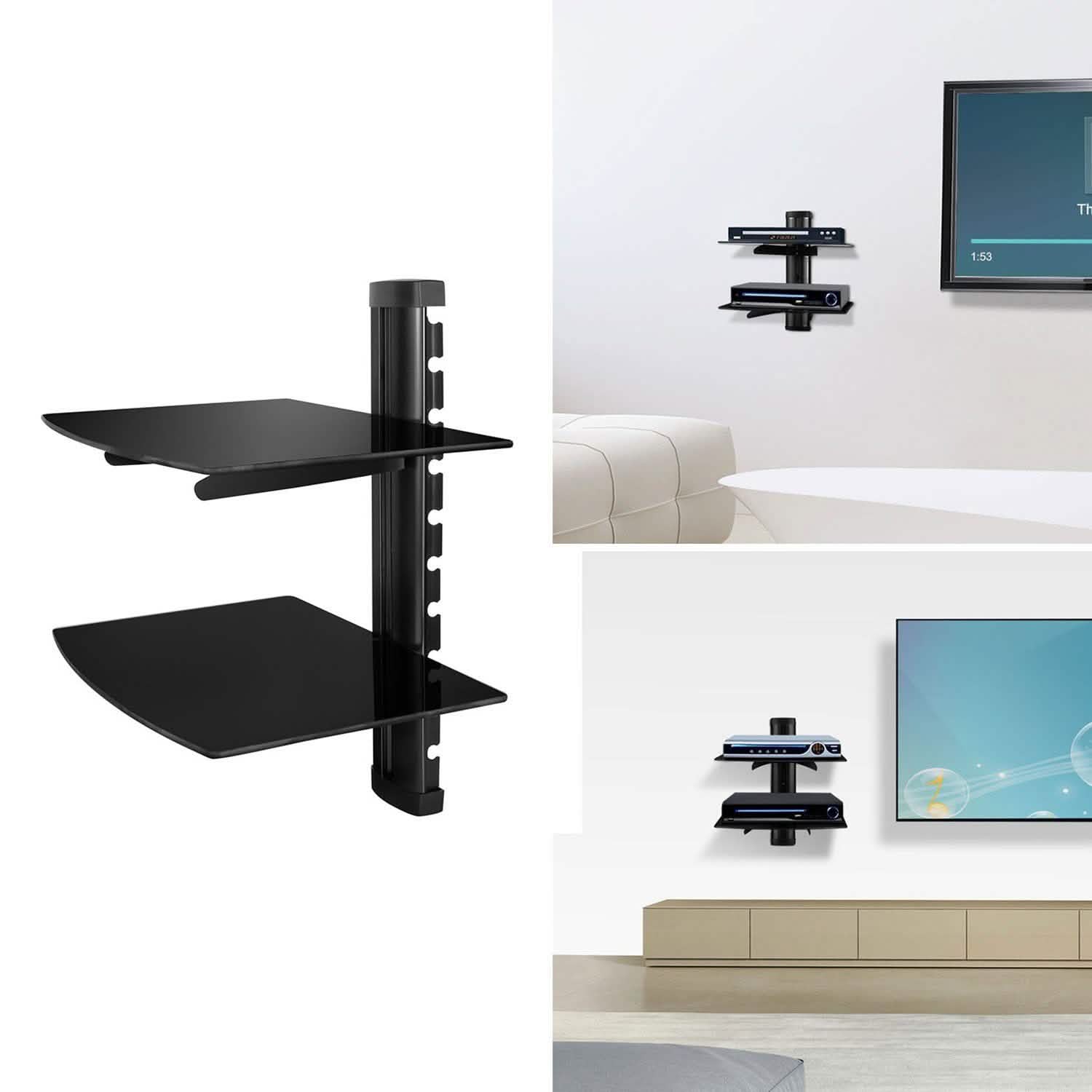 2 Tier Dual Glass Shelf Wall Mount
