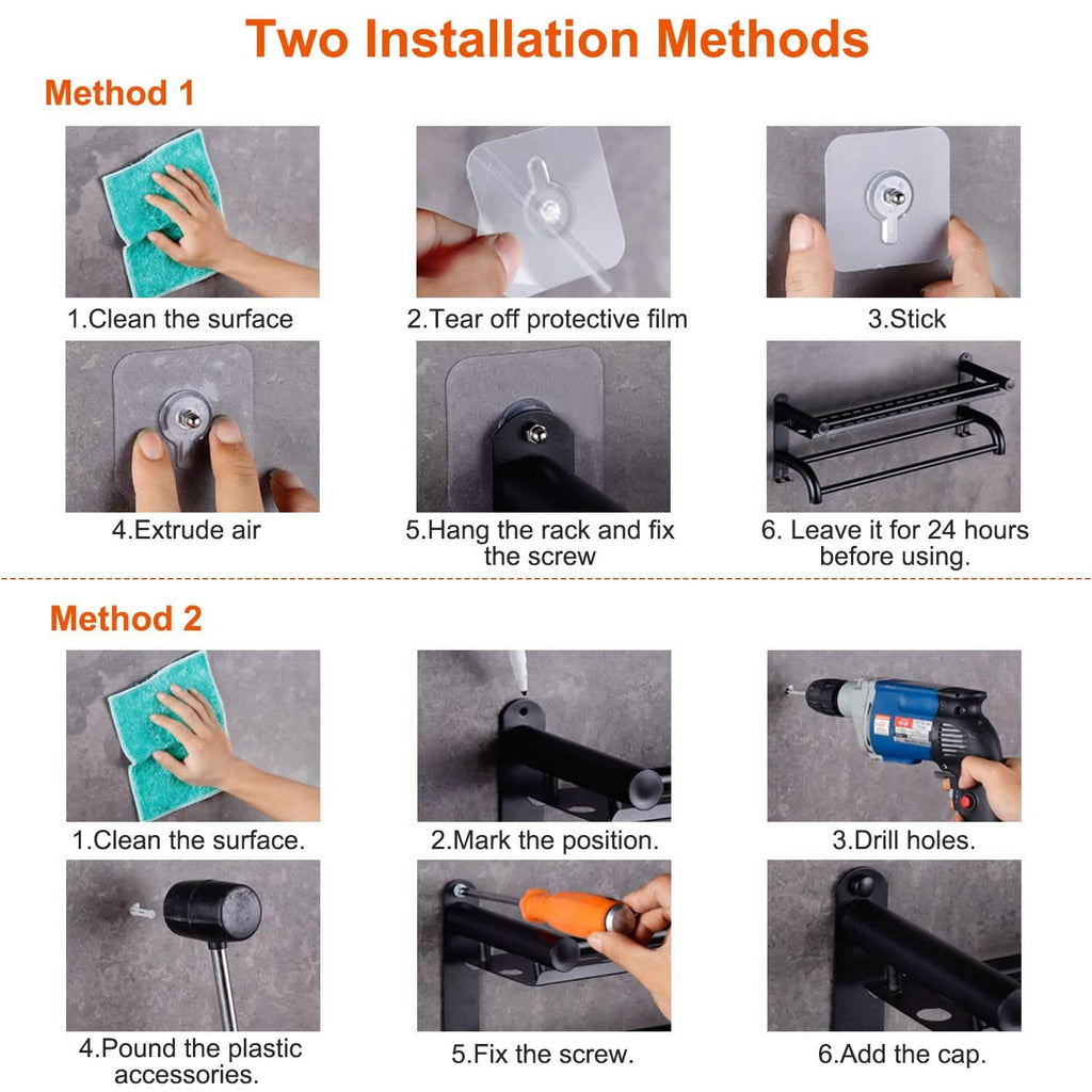 2-Tier Wall Mounted Towel Rack