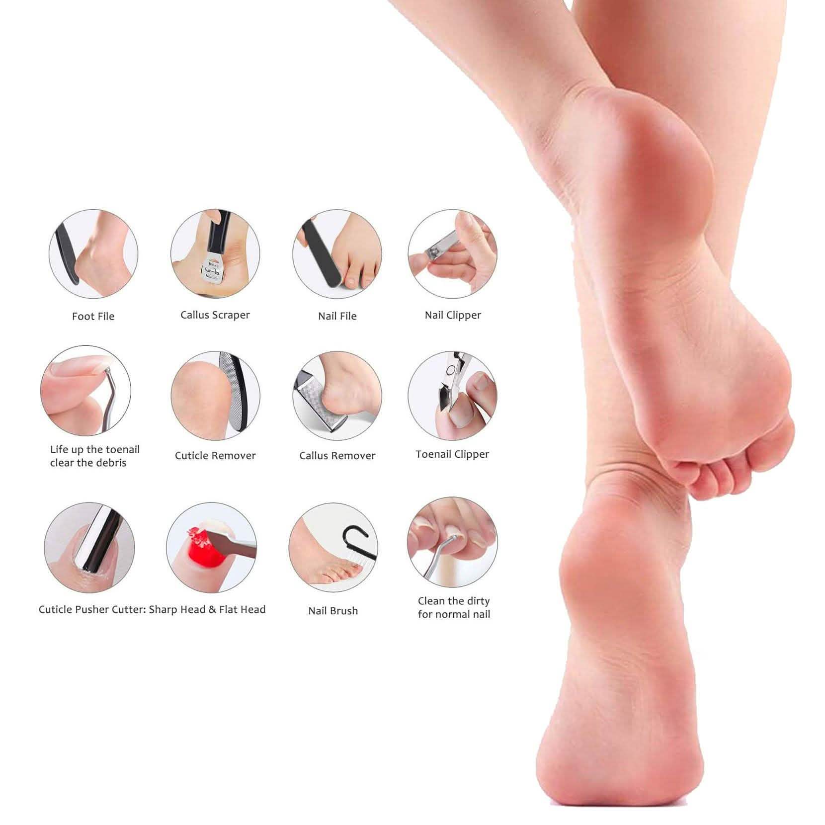 20-in-1 Professional Pedicure Kit, Foot Care File Set for Callus and Dead Skin Remover