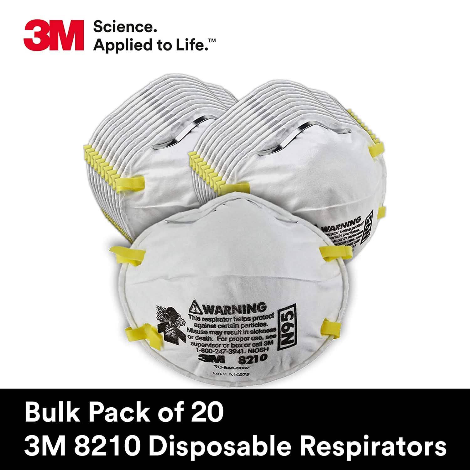 20-Pack: 3M Personal Protective Equipment 8210 Particulate Respirator