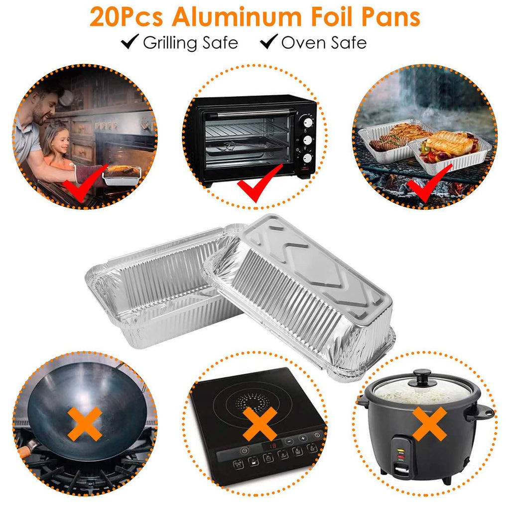 20-Piece: Disposable Aluminum Foil Pans