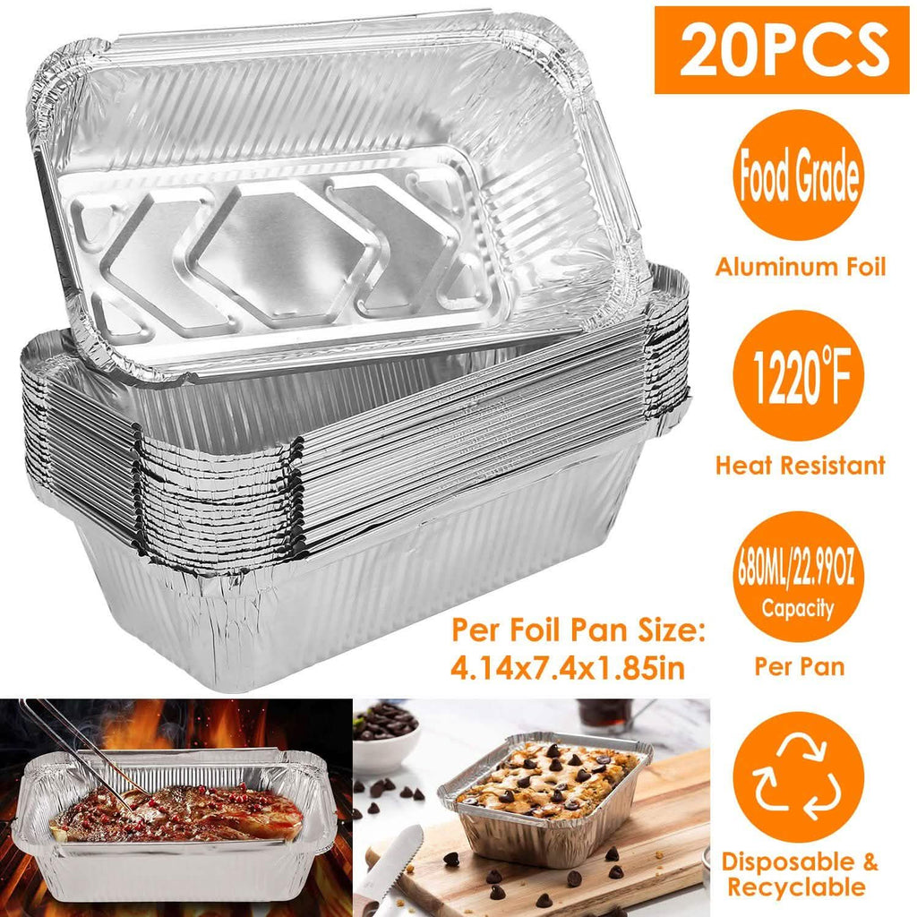 20-Piece: Disposable Aluminum Foil Pans