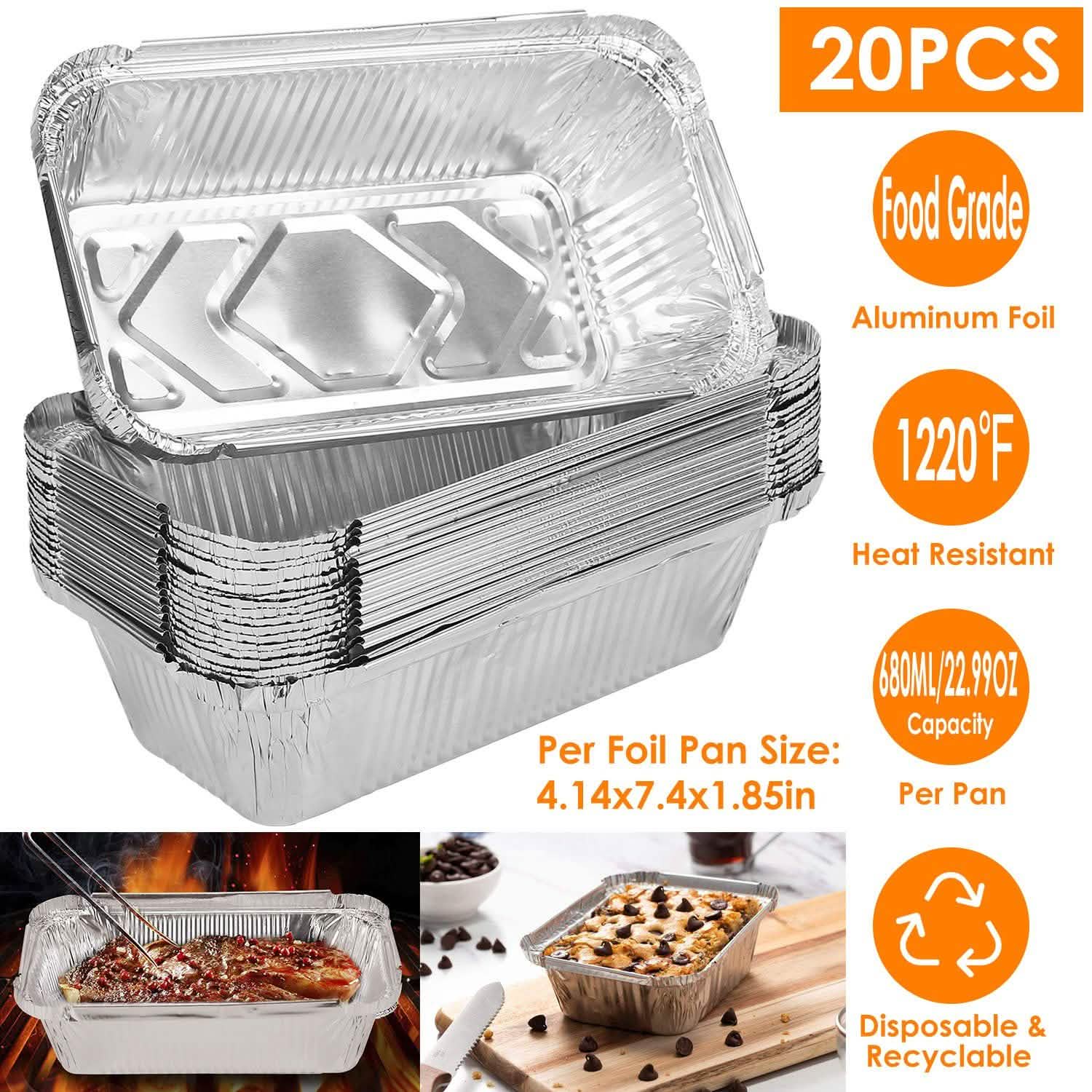 20-Piece: Disposable Aluminum Foil Pans