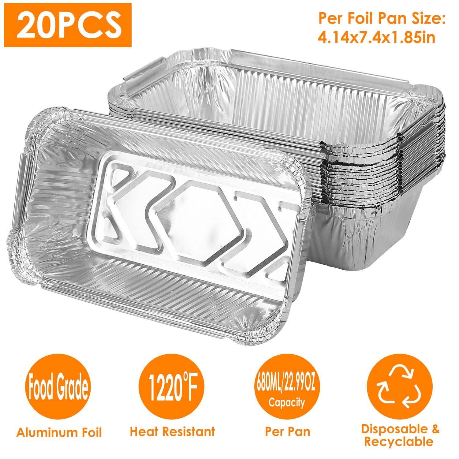 20-Piece: Disposable Aluminum Foil Pans