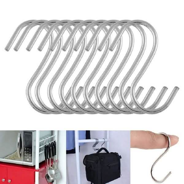 20-Piece: Household Holder Kitchen Stainless Steel S Shaped Hooks