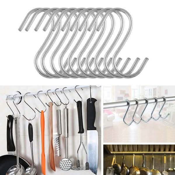 20-Piece: Household Holder Kitchen Stainless Steel S Shaped Hooks