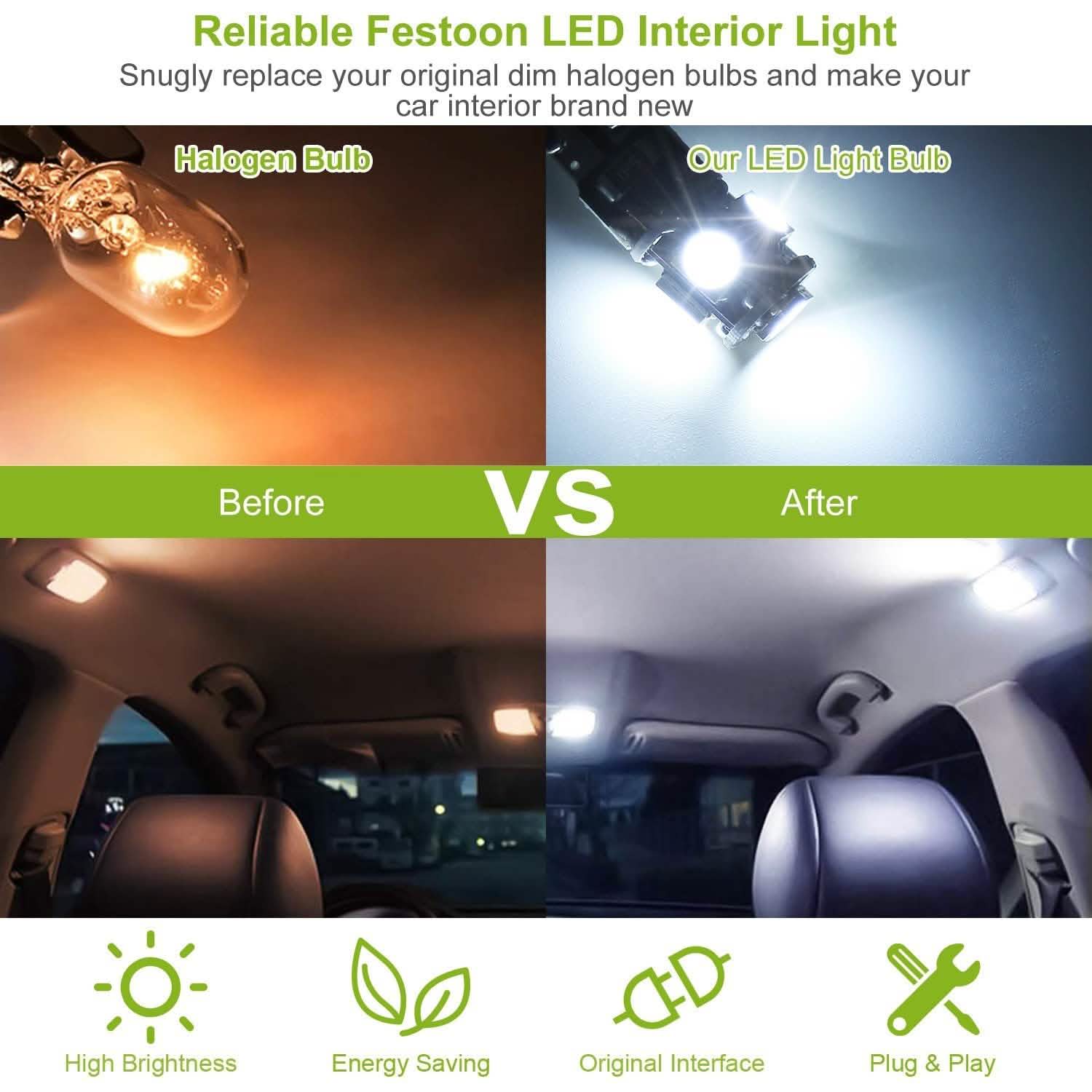 20-Piece: T10 SMD5050 LED Light Bulbs
