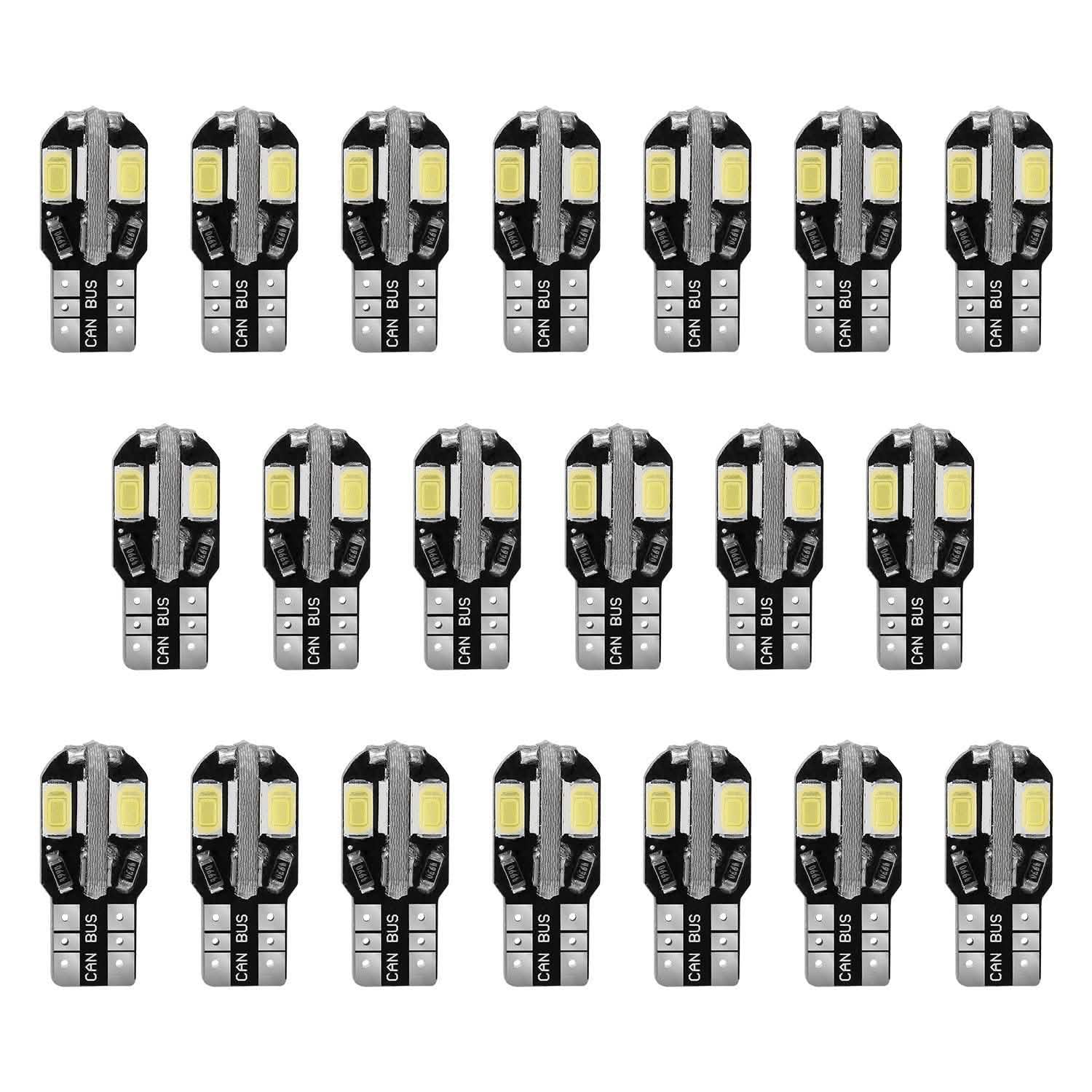 20-Piece: T10 SMD5730 LED Light Bulbs