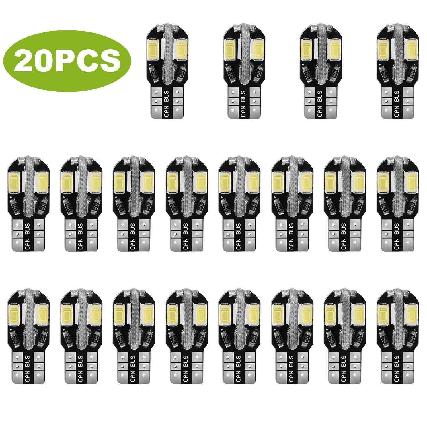20-Piece: T10 SMD5730 LED Light Bulbs