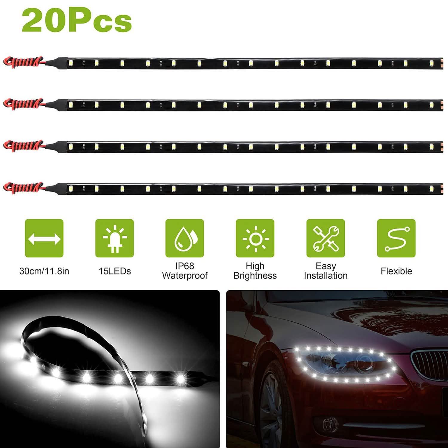20-Pieces: 12V Auto-LED Light Strip